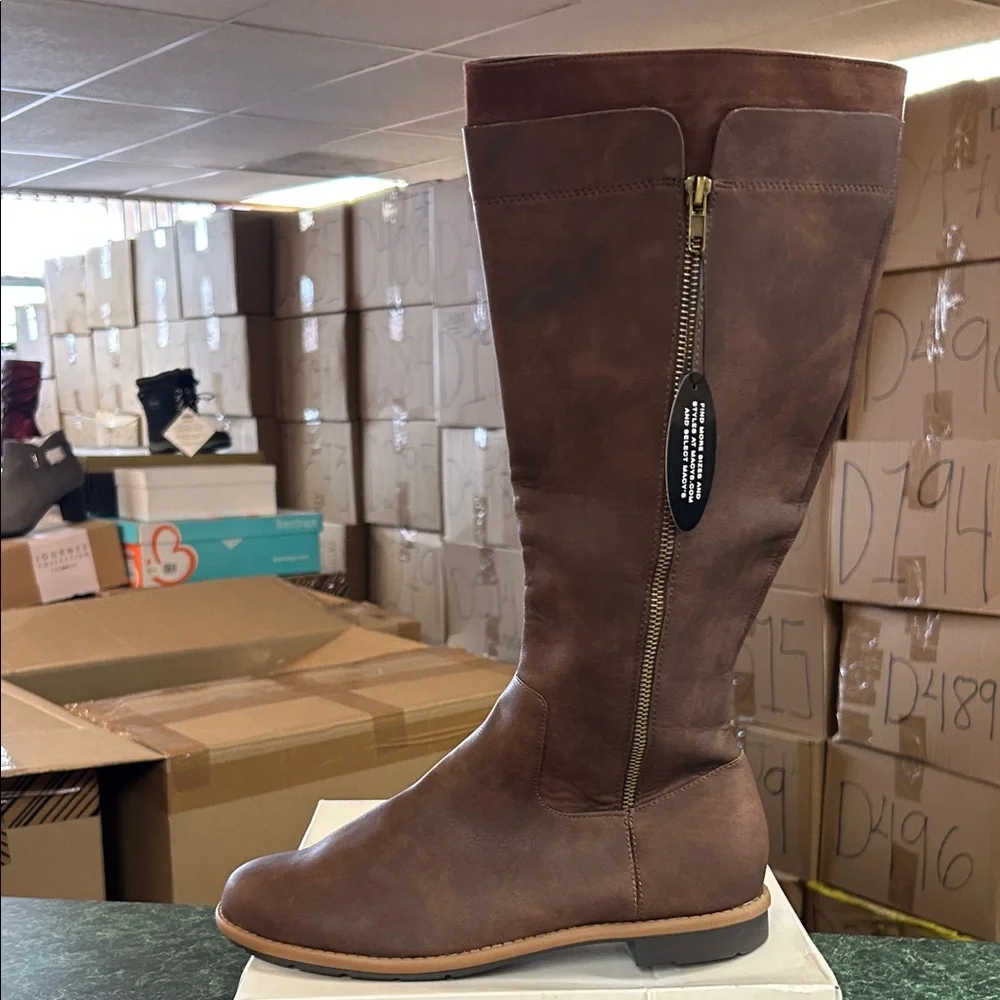 Style & Co. Dark Brown Over-the-Knee Zip Riding Boots